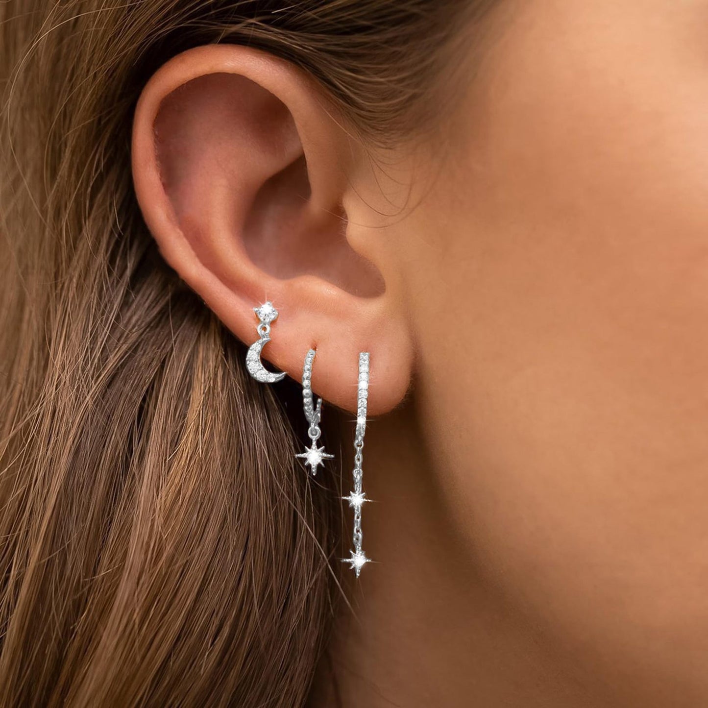 Inlaid Zircon Butterfly Flower Earring Set